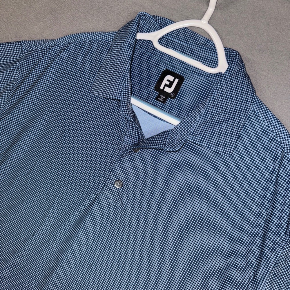 FootJoy Polo Shirt Mens XL Blue Houndstooth Greensboro National Golf Club